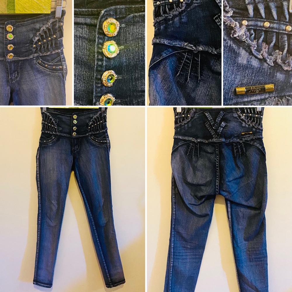 Magic Jeans- Purple & Blue High Waisted Skinny
